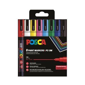 ROTULADOR UNI POSCA PC-3M 8 COLORES BASICOS