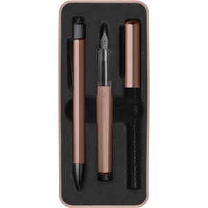 JUEGO BOLIGRAFO Y PLUMA FABER HEXO BRONCE ESTUCHE