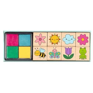 SELLO-TAMPON DE MADERA JARDIN DE FLORES
