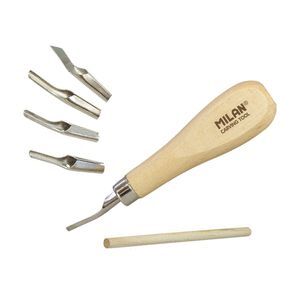 SET 5 GUBIAS CON DISTINTAS FORMAS Y MANGO DE MADERA