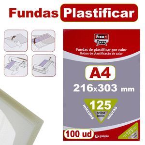 CAJA 100 FUNDAS PLASTIFICAR A4 216X303 MM 125 MICR