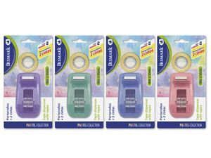 PORTARROLLOS + CINTA 18MX12MM COLORES PASTEL BISMA