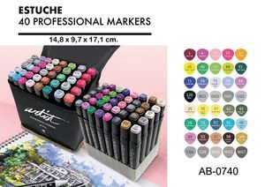 ESTUCHE 40 COLORES ROTULADORES CANVAS ALEX BOG