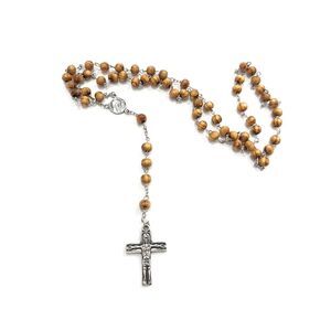 ROSARIO MADERA VIRGEN CAMINO Y CRUZ BAÑO 5?M PLATA