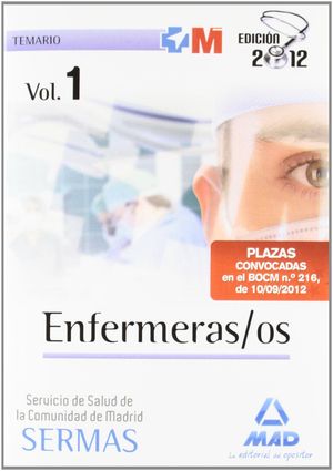 TEMARIO I ENFERMERAS/OS SERVICIO SALUD COMUNIDAD MADRID. SERMAS